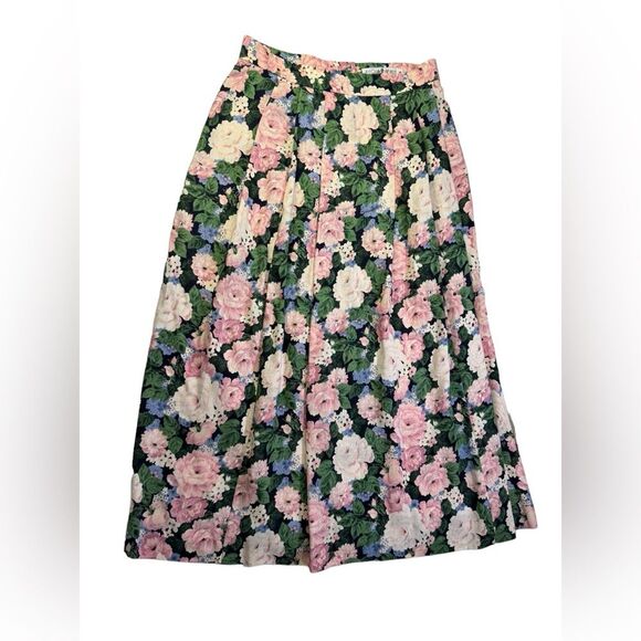 JH Collectibles Vintage Linen Blend Pleated Maxi Skirt Woman’s Size 12 - Picture 1 of 5